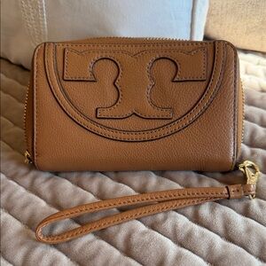 Tory Burch Tan Leather Wristlet